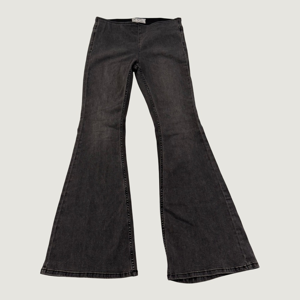 Free People Women's Size 28 Black Washed Denim Flare Bell Bottom Jeans